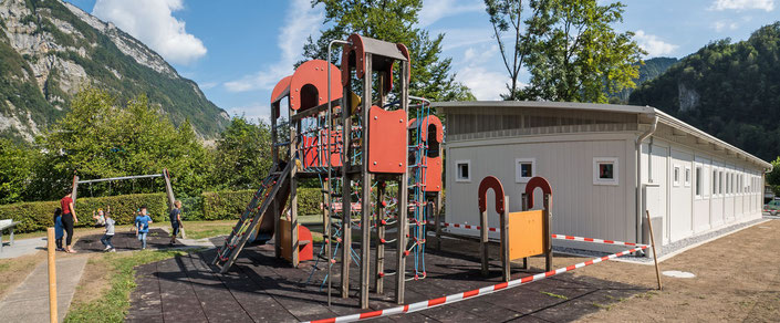 Kindergarten-Provisorium während des Neubaus Aufnahmedatum: 1. Juli 2013
