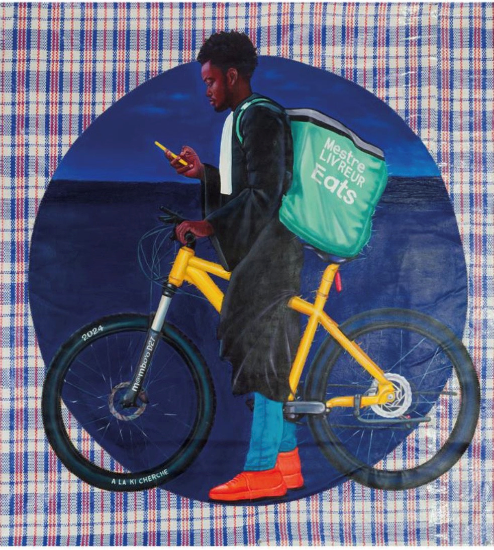 À la ki-cherche “maître livreur__ Technique mixte  112X121cm _2024_ 2700€