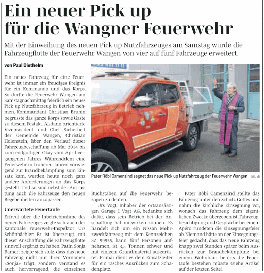 Bericht im Marchanzeiger vom 28.1.20