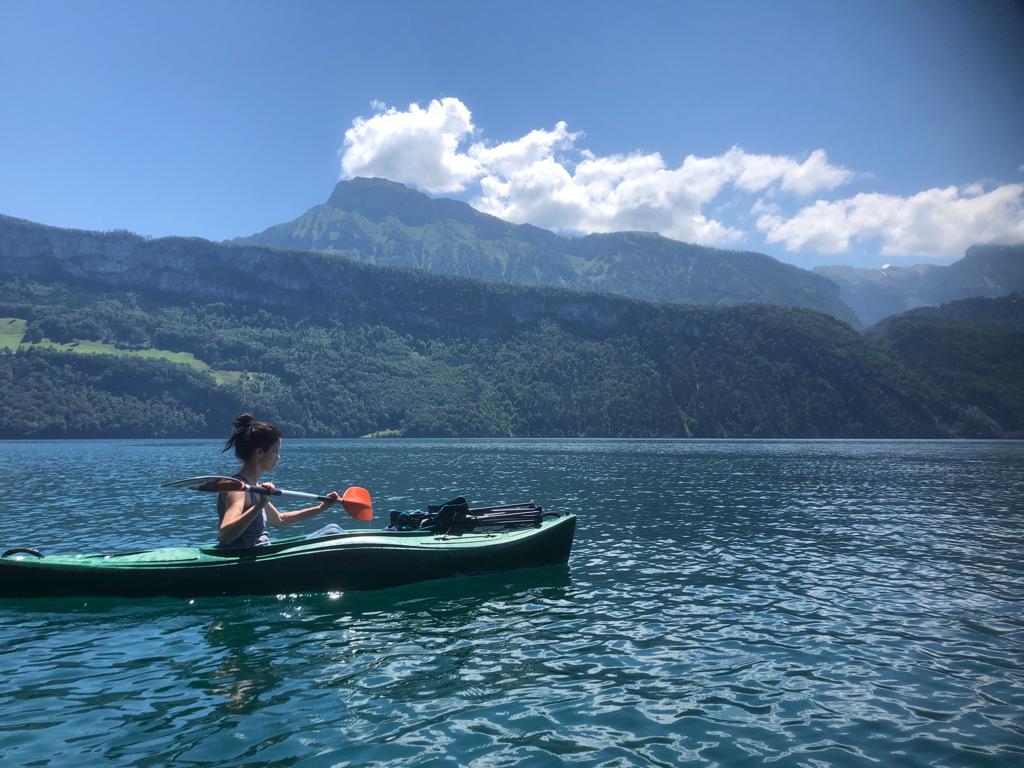 Leisure time: Kajak at Lake Lucerne