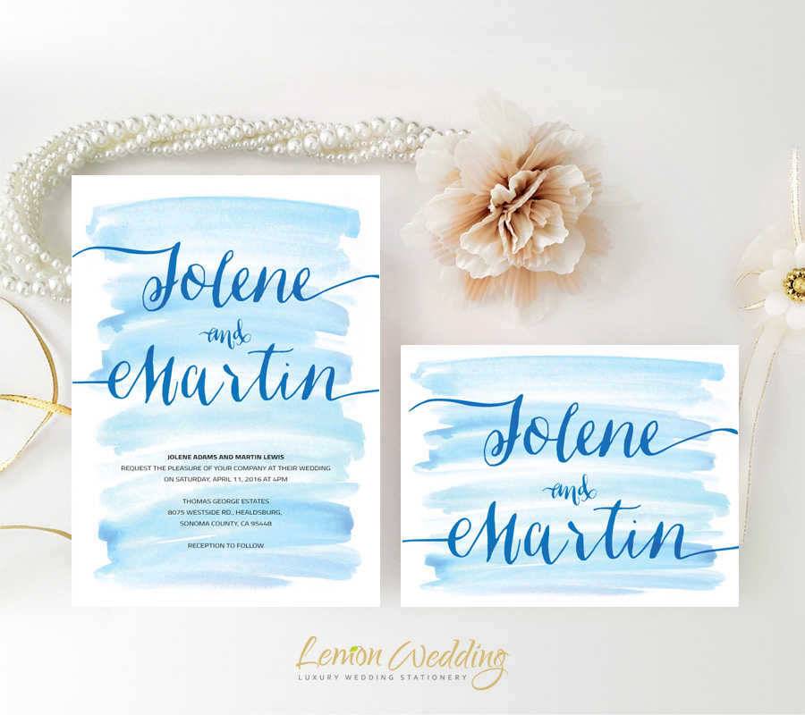 blue watercolor wedding invitations watercolor wedding invitations