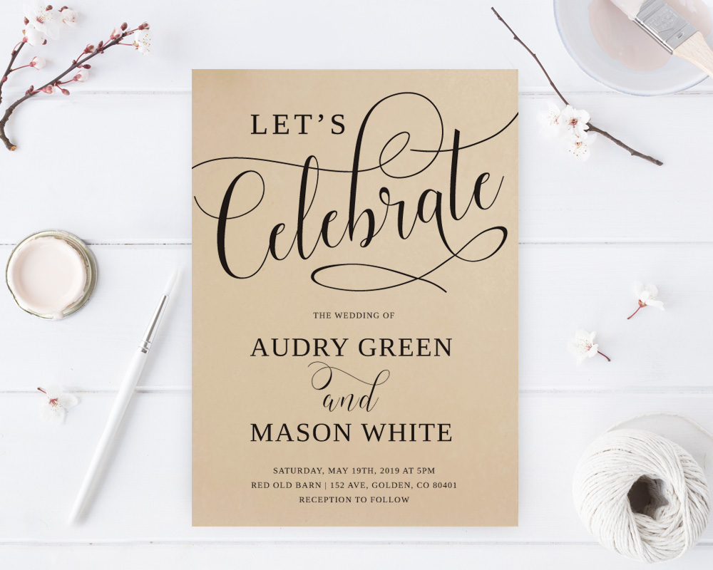 Let's Celebrate Wedding Invitation - LemonWedding