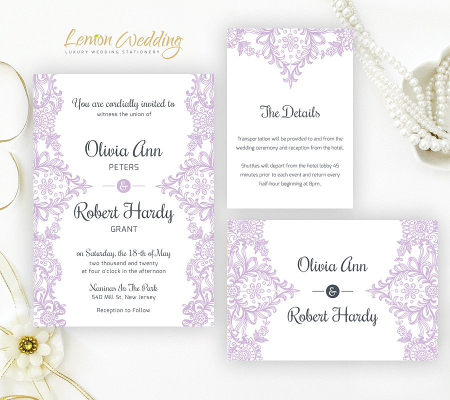 Light Purple Wedding Invitations LemonWedding