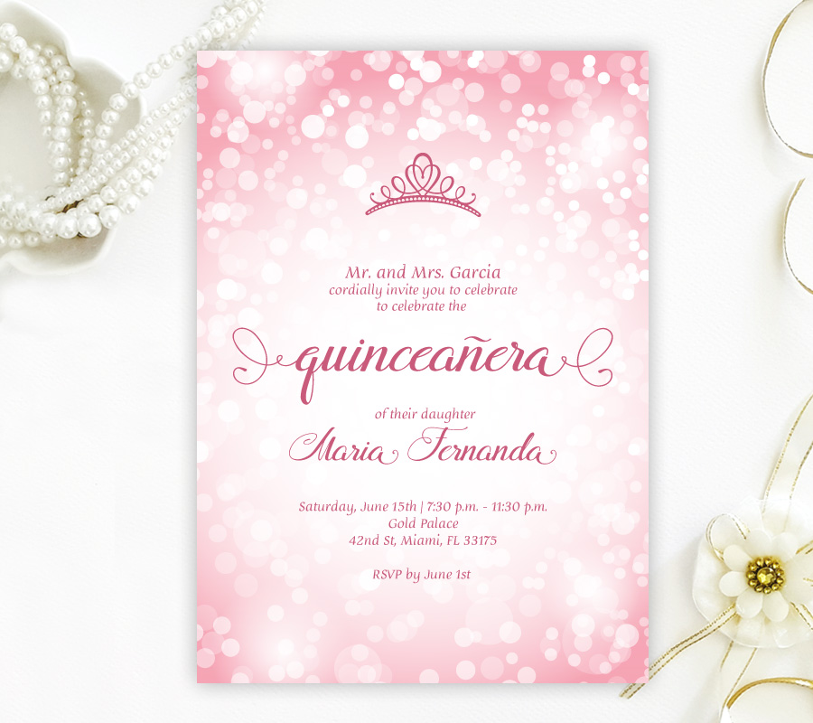 Pink Quinceanera Invitations - LemonWedding