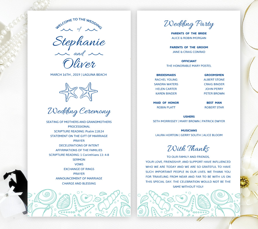Beach Wedding Programs LemonWedding