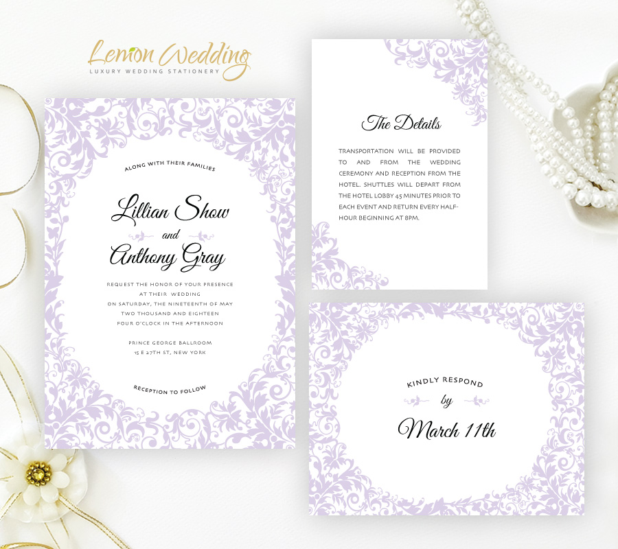 Purple Wedding Invitation Sets - LemonWedding