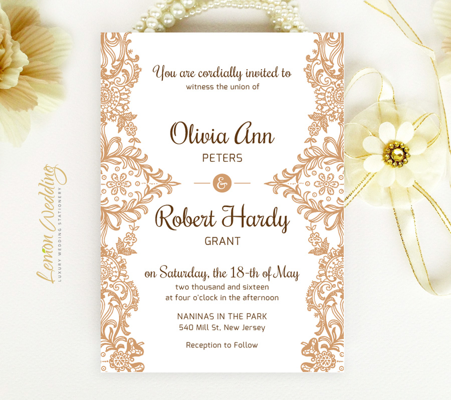 Brown wedding invitations Brown Wedding Invitations - LemonWedding