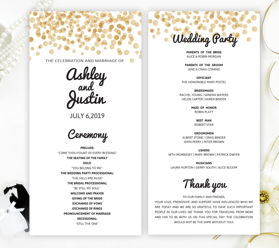 Gold And Black Wedding Programs Lemonwedding