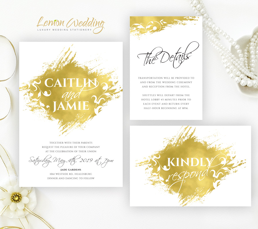 Gold Wedding Invitation Packs Image