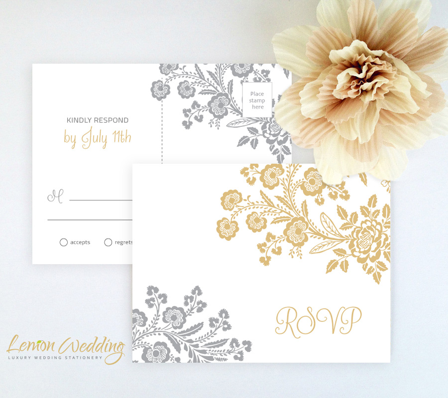Silver and Gold Wedding Invitations LemonWedding