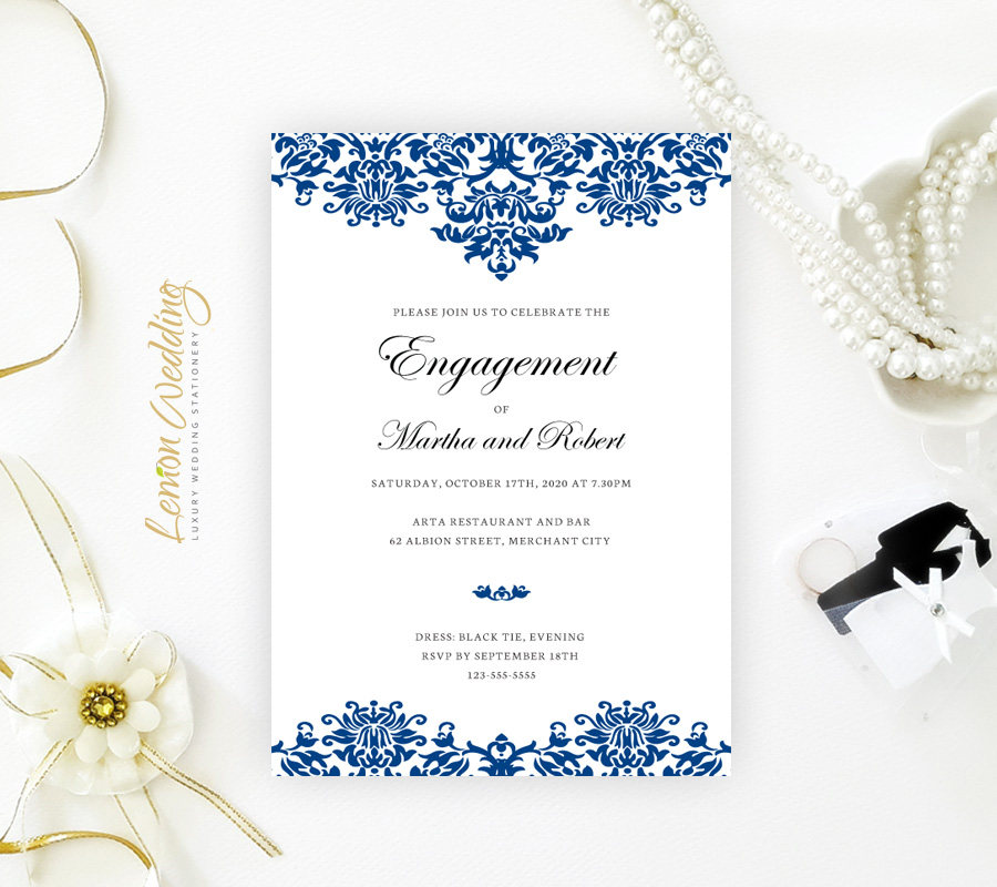 Royal Blue Engagement Invitation Lemonwedding