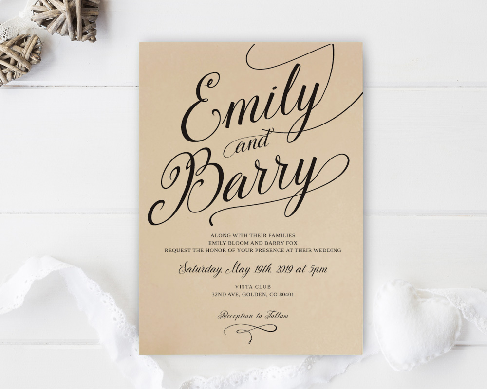 Brown kraft paper invitations cheap