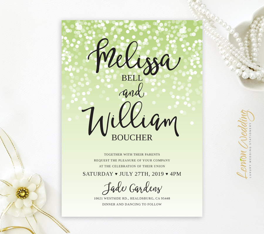 Light green wedding invitations - LemonWedding