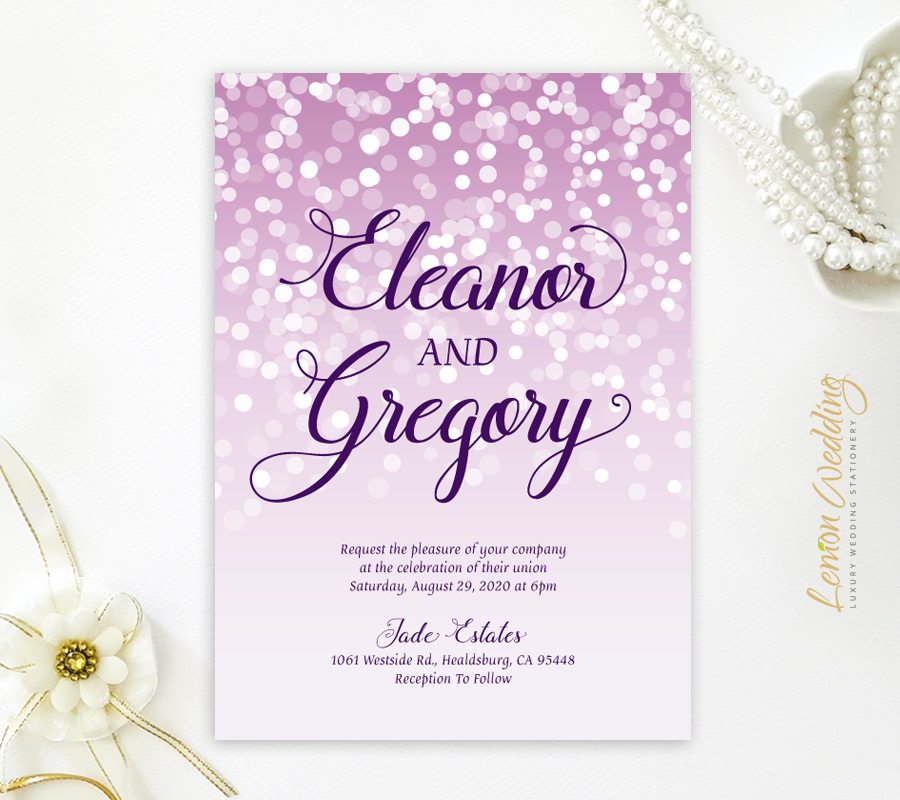Purple wedding invitation cards LemonWedding