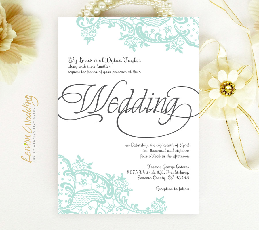 Mint Green Wedding Invitations - LemonWedding