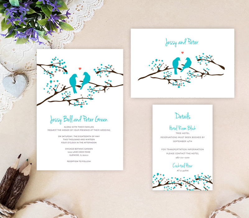 Love Bird Wedding Invitation Sets LemonWedding