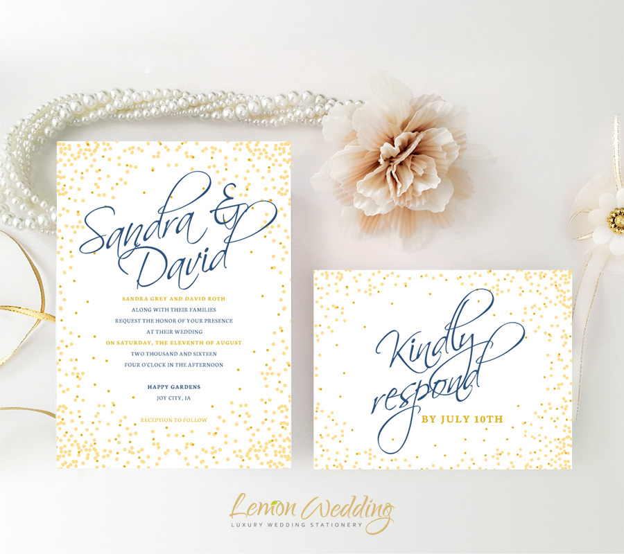 Confetti Wedding Invitations LemonWedding