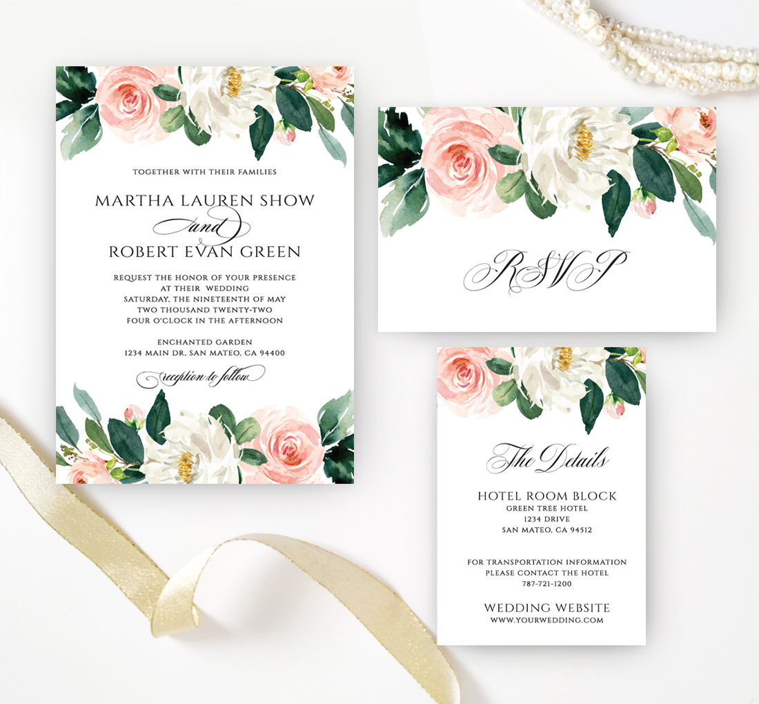 Floral Wedding Invitations Packs LemonWedding