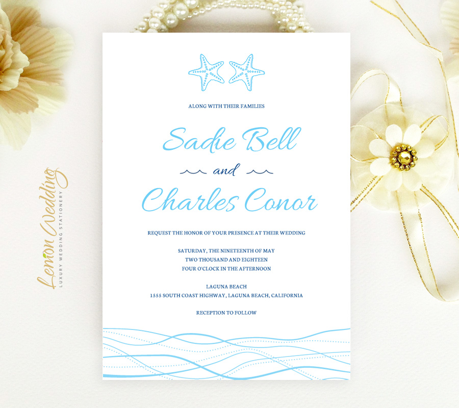 starfish wedding invitations lemonwedding seashells wedding invitations