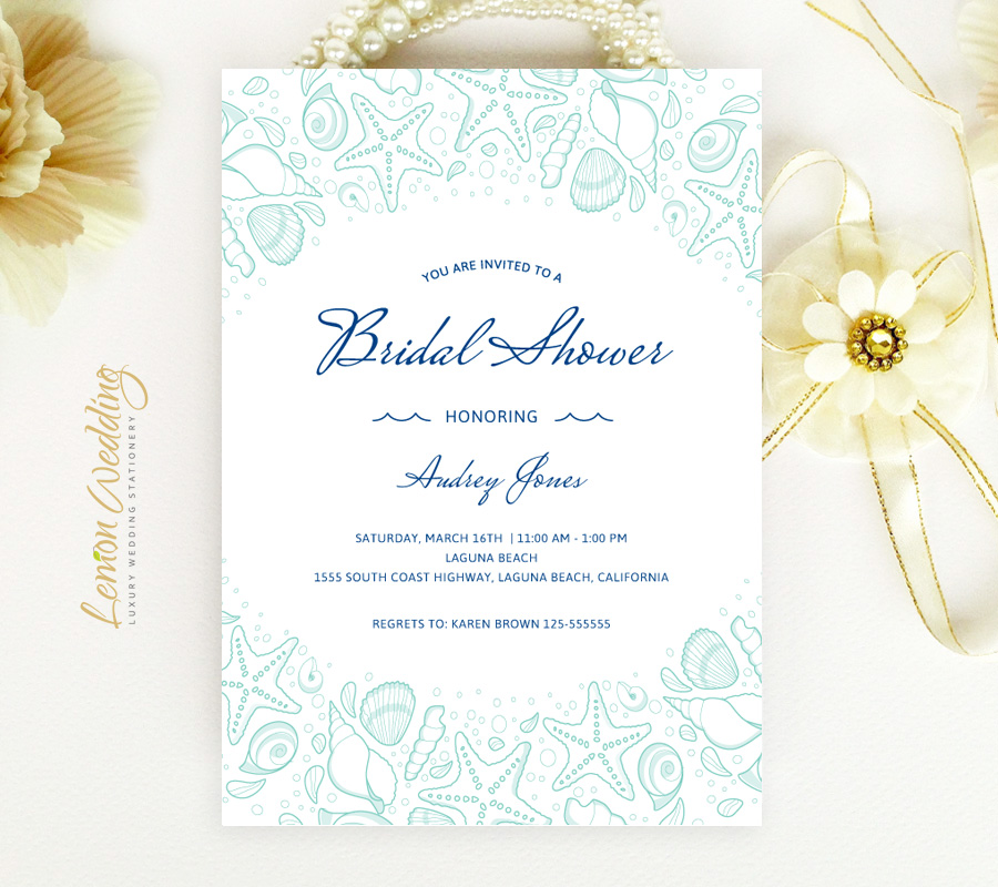 Beach Bridal Shower Invitations