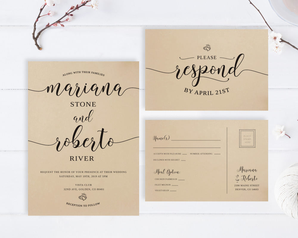 Kraft Paper Wedding Invitations - LemonWedding