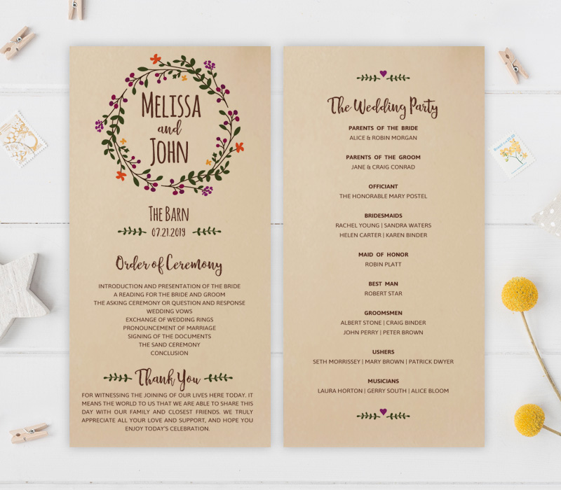 Kraft Paper Wedding Programs - LemonWedding