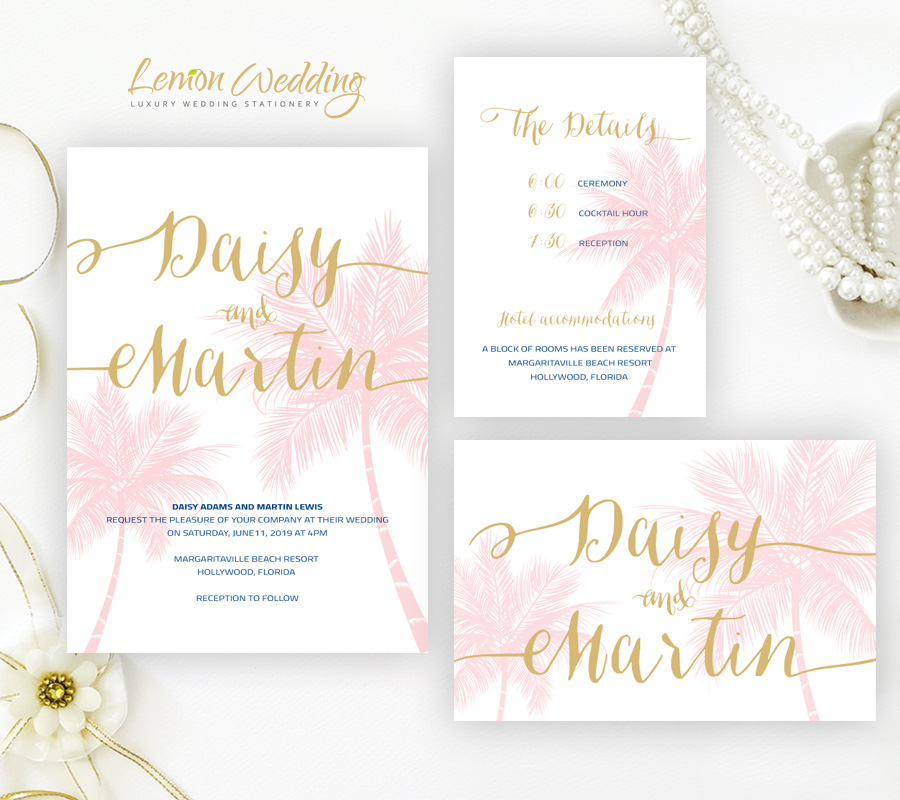 Beach Themed Wedding Invitations Lemonwedding