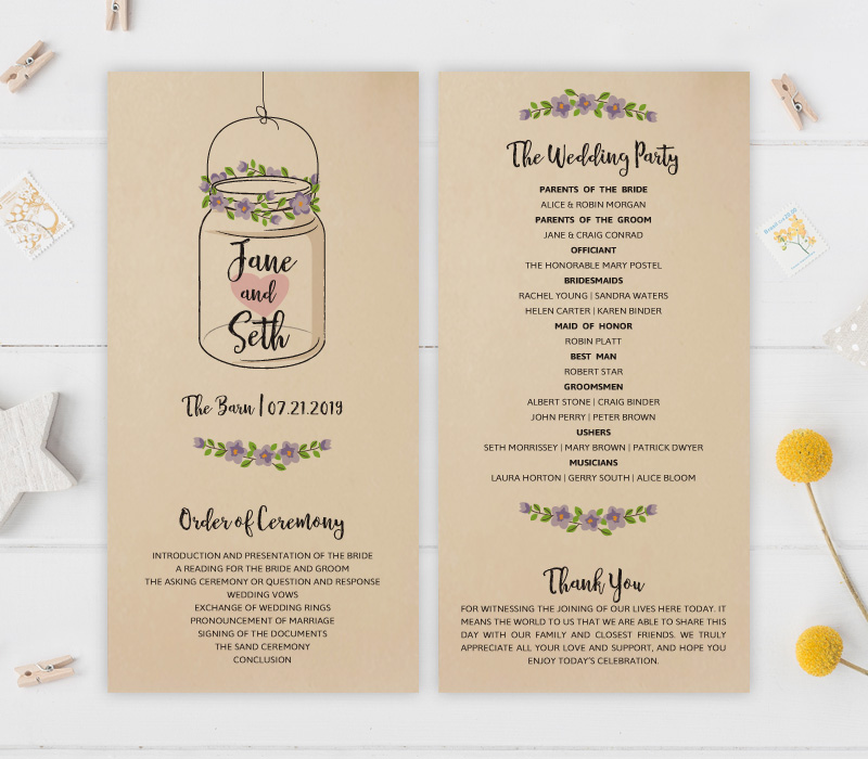 Cheap Rustic Wedding Programs Lemonwedding