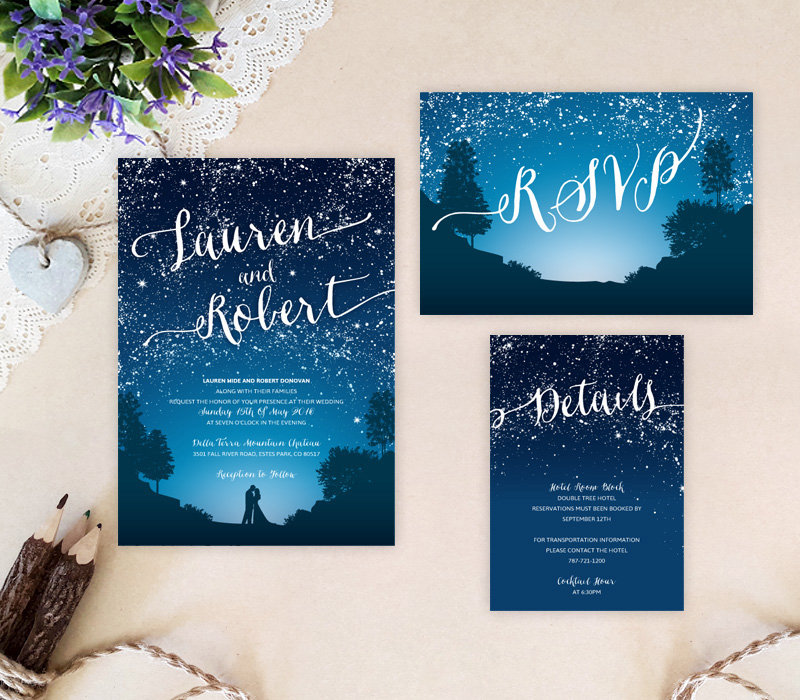 Starry Night Wedding Invitations Packs Lemonwedding