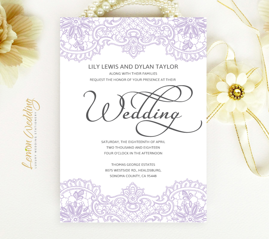 Lilac Wedding Invitations LemonWedding