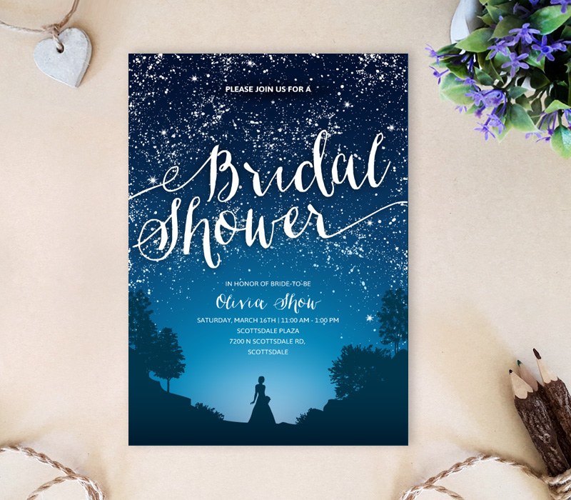 Starry Night Wedding Shower Invitations LemonWedding