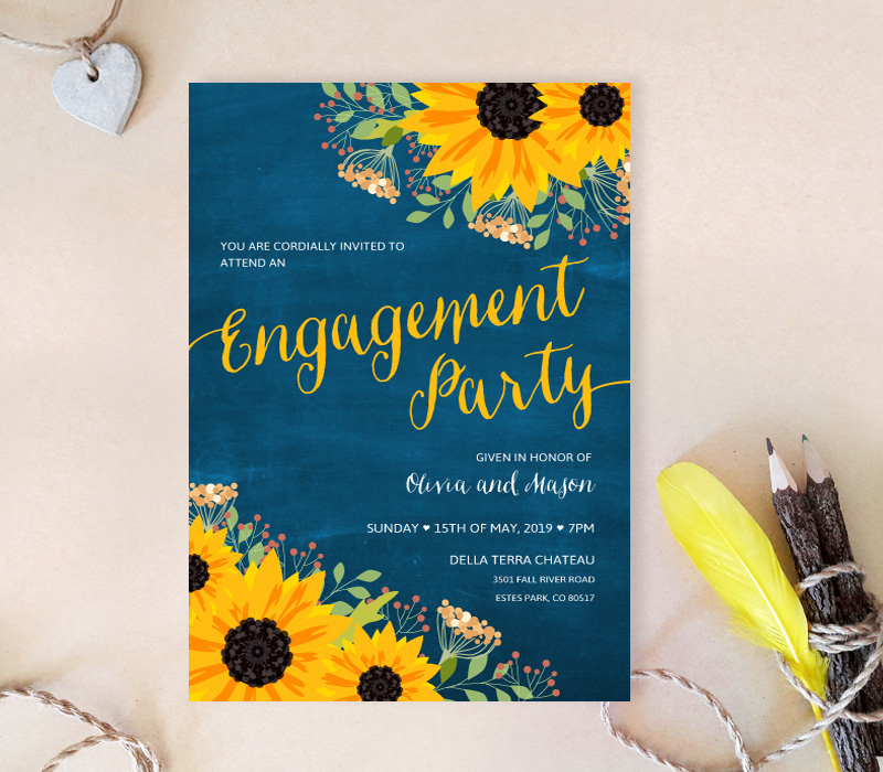 Sunflower Engagement Party Invitations LemonWedding