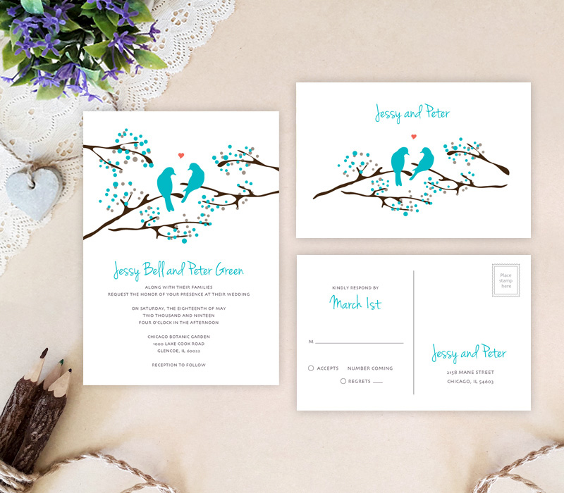 Love Birds Wedding Invitations Lemonwedding