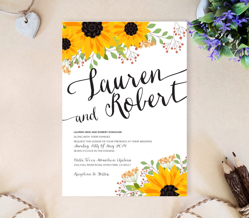 Sunflower Wedding Invitation - LemonWedding