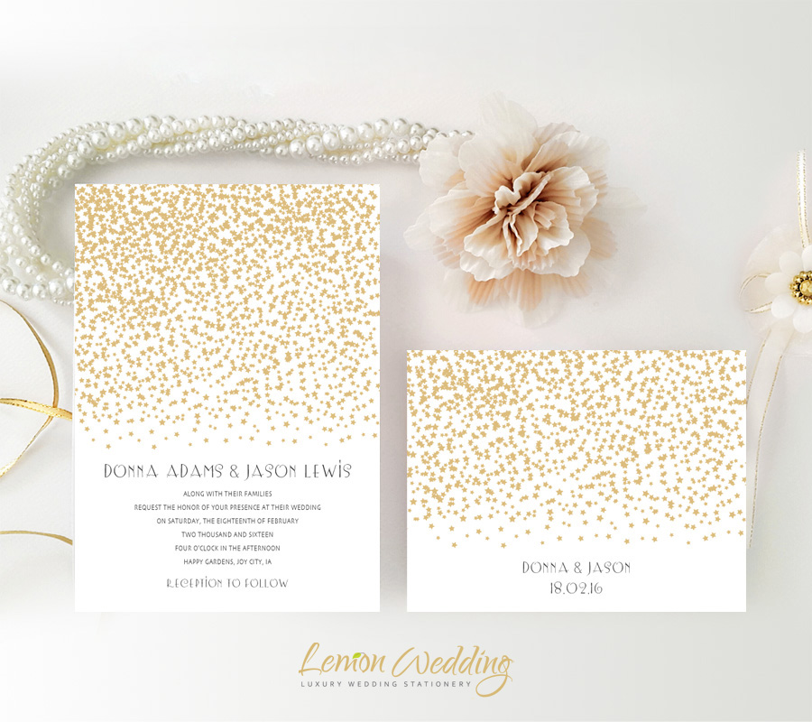 Gold and White Wedding Invitations LemonWedding