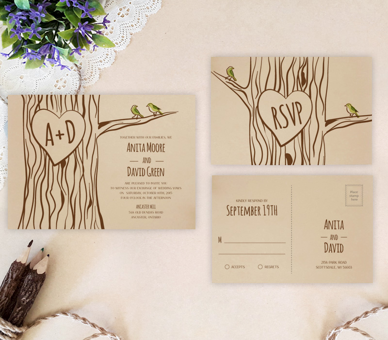 Tree Themed Wedding Invitations Lemonwedding