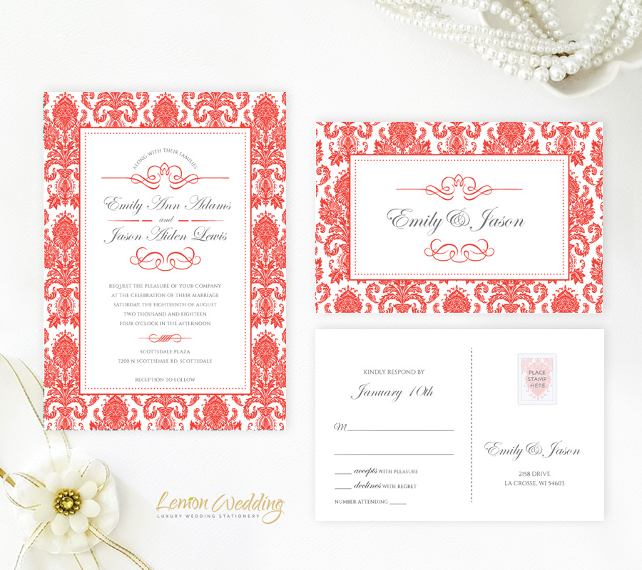 Red wedding invitations - LemonWedding