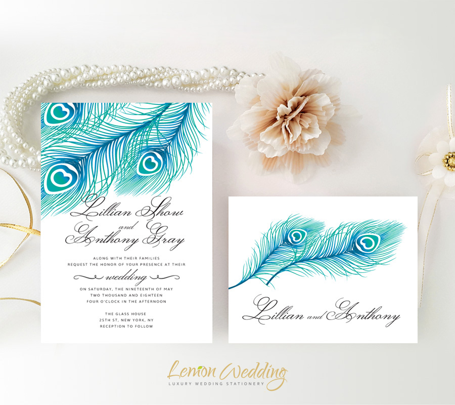 Peacock wedding invitations 2025