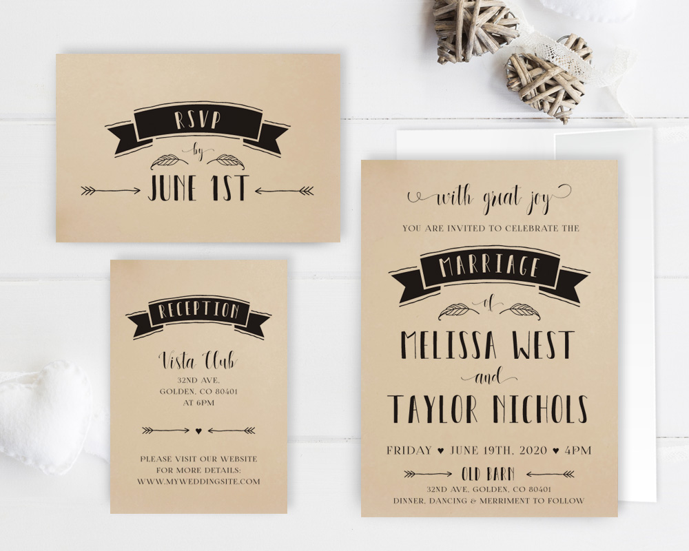 Kraft Wedding Invitation Packages - LemonWedding