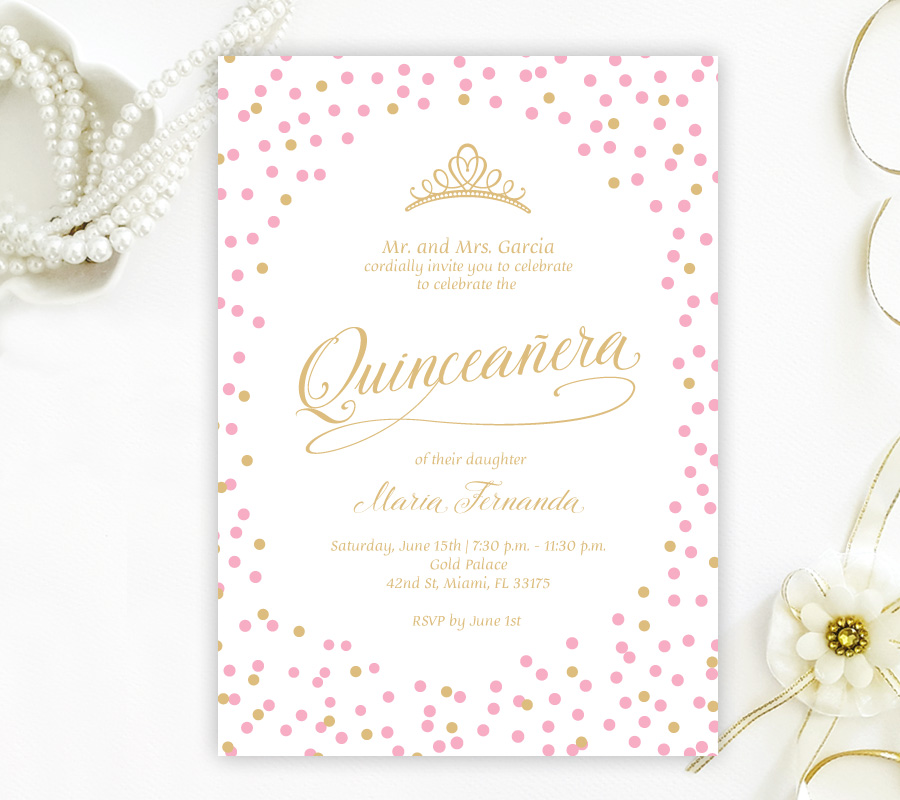 pink and gold quinceanera invitations quinceanero invitations