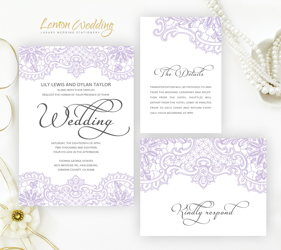 Purple Wedding Invitation Sets - LemonWedding