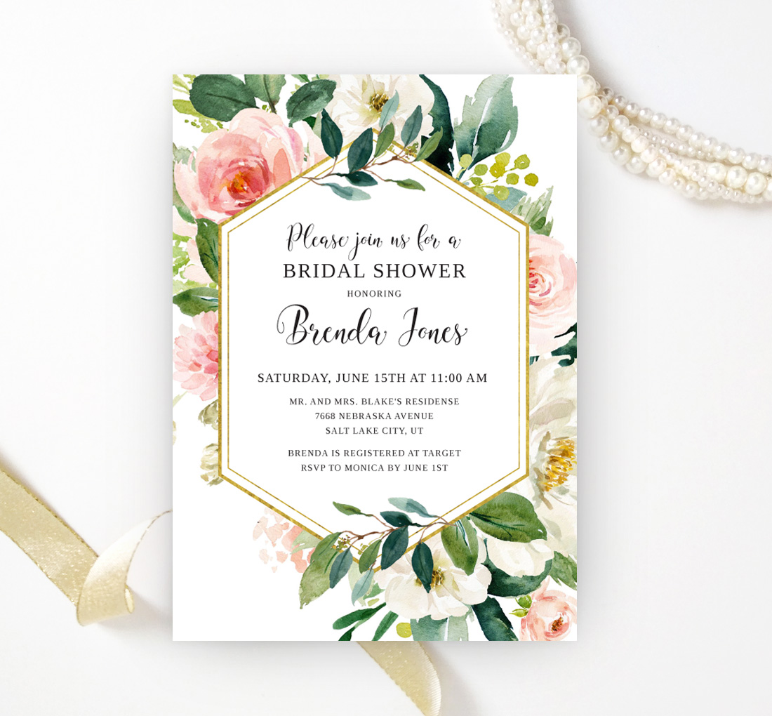 Floral Bridal Shower Invitations LemonWedding