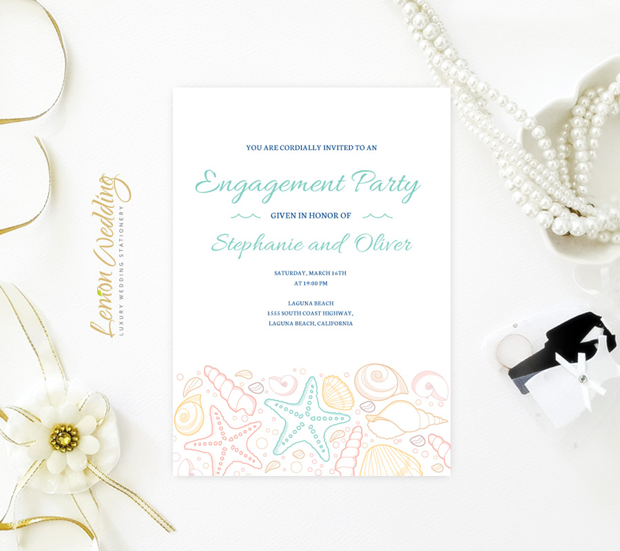 Beach Engagement Invitation LemonWedding