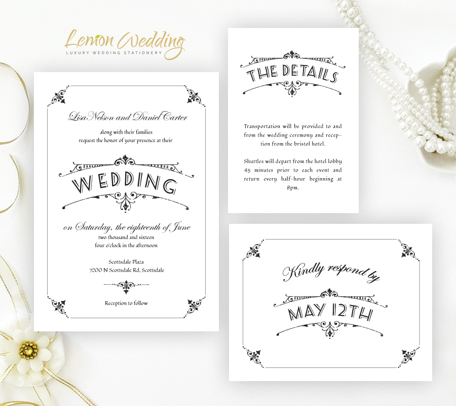 Simple Wedding Invitation Sets - LemonWedding