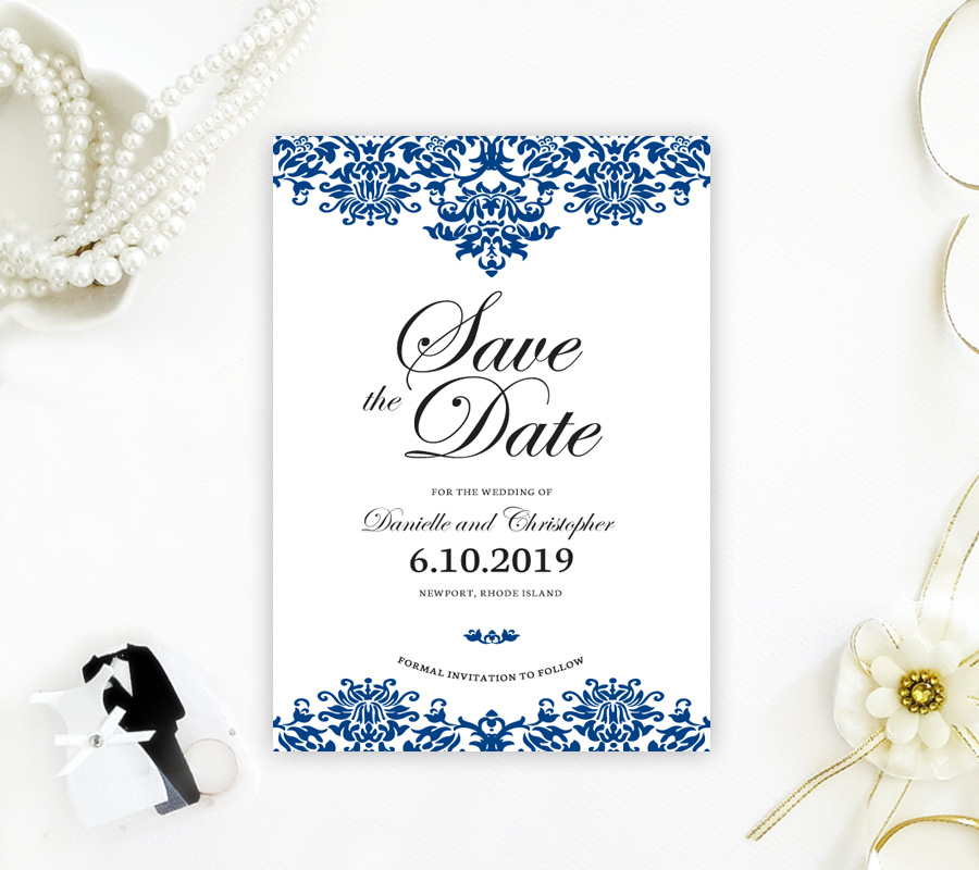 Damask Save The Date Cards - LemonWedding