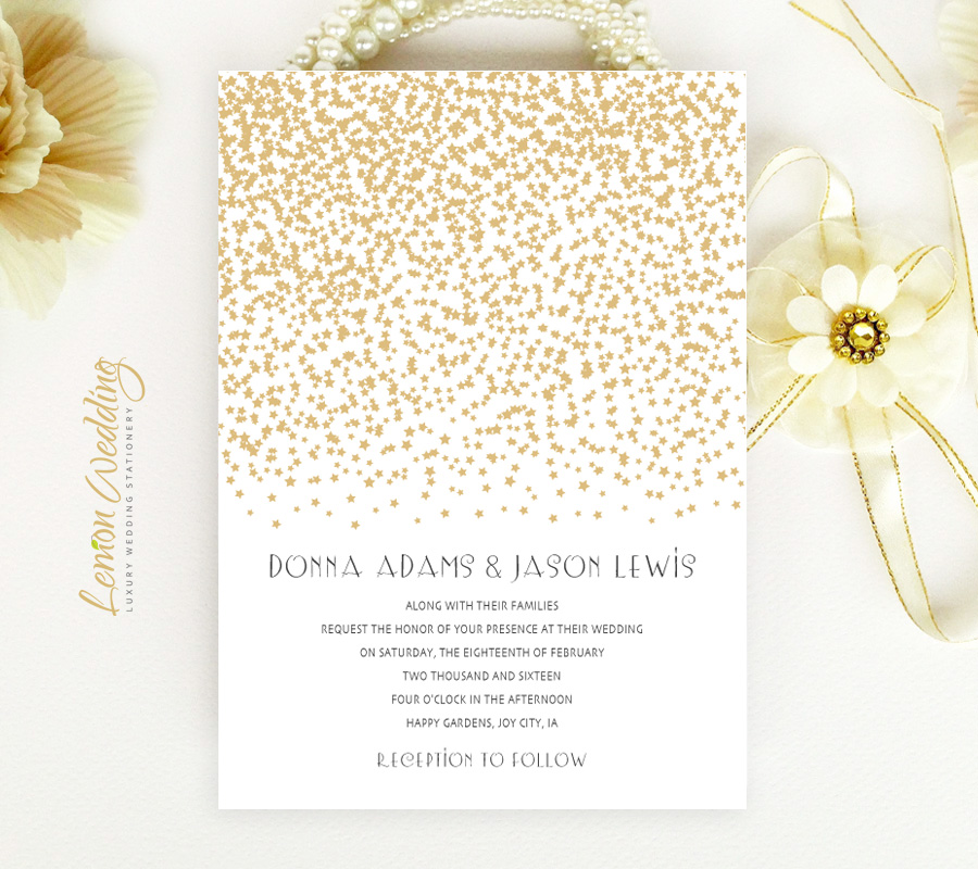 White and Gold Wedding Invitation LemonWedding