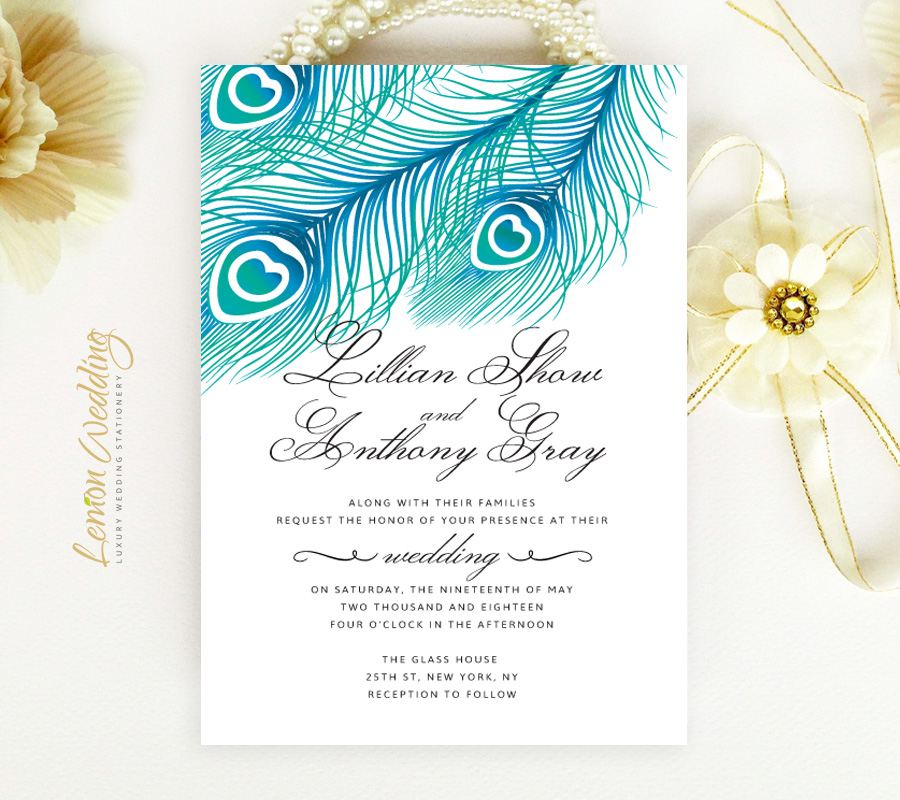 Peacock cheap wedding invitations