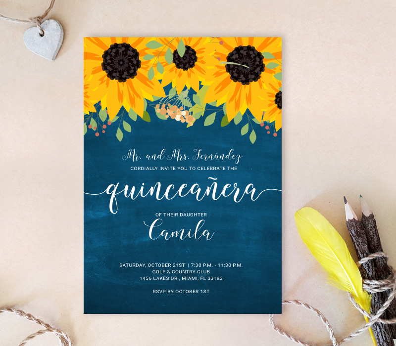 sunflower quinceanera invitations quinceanero invitations