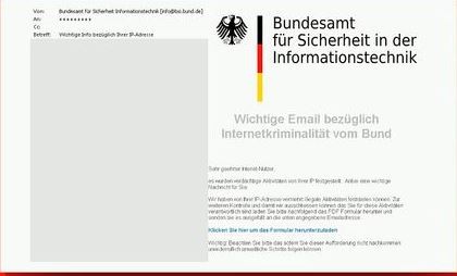 Phishing Mail Bild mit LINK zur BSI