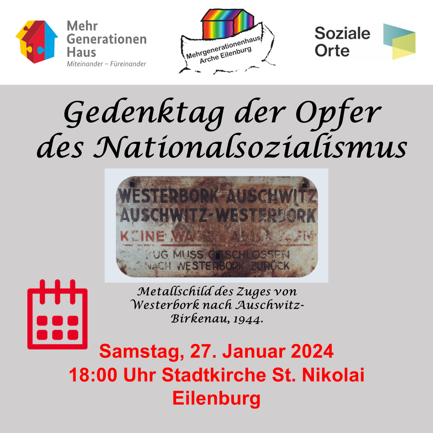 Andacht zum Gedenktag der Opfer des Nationalsozialismus am 27.01.24